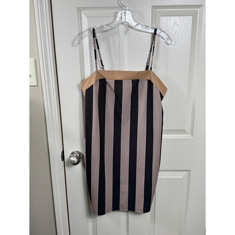 Women's Versatile Striped‎ Sleeveless Club Core Mini Dress Modern Minimalist 0XL